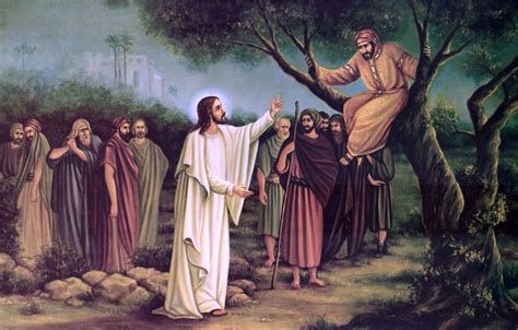 San Zaqueo subiendo al sicómoro para ver a Jesús