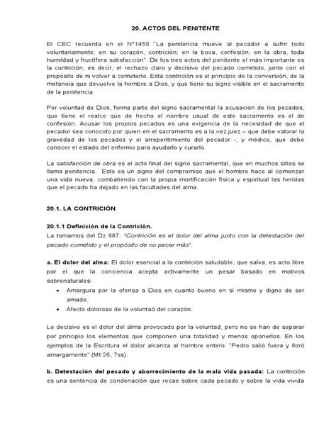 Ilustración de los actos del penitente: contrición, confesión y satisfacción