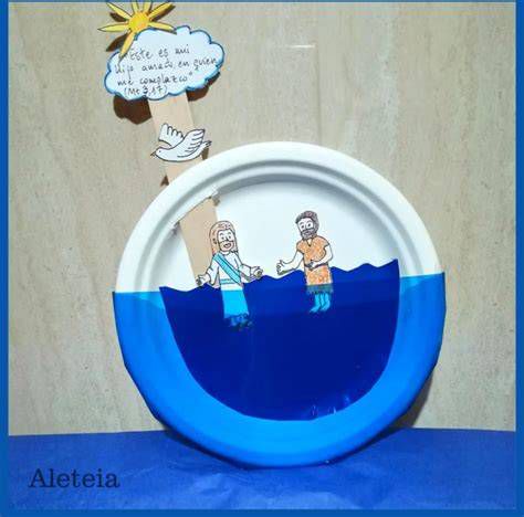 pasos manualidad bautismo del Señor con plato