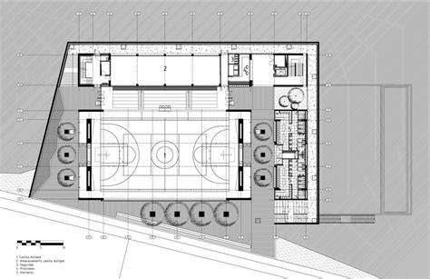 plano esquemático de las instalaciones: salas, laboratorios, gimnasio y campo deportivo