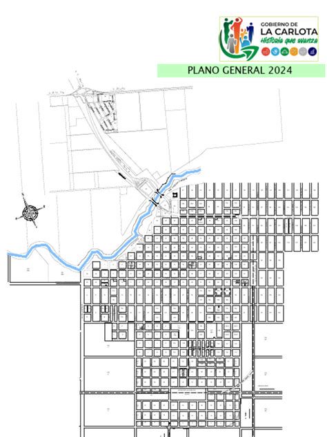 Plano histórico del centro de La Carlota mostrando la iglesia y edificios emblemáticos