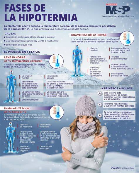 Infografía sobre la hipotermia y la recuperación médica