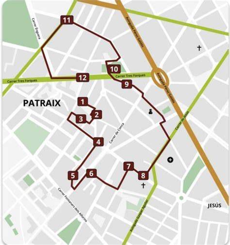 Mapa del barrio de Patraix y ubicación del crimen
