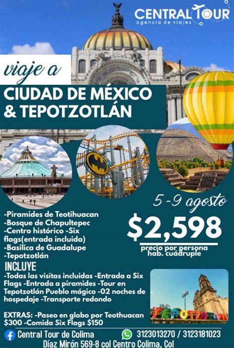 Mapa ilustrado con ubicaciones: Basílica, Teotihuacan, Centro Histórico, Chapultepec