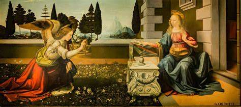 La Anunciación por Leonardo da Vinci - representación artística de Gabriel