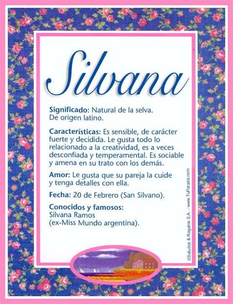 Ilustración de bosque clásico y raíces latinas del nombre Silvana