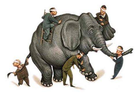 parábola de los ciegos y el elefante - ilustración temática