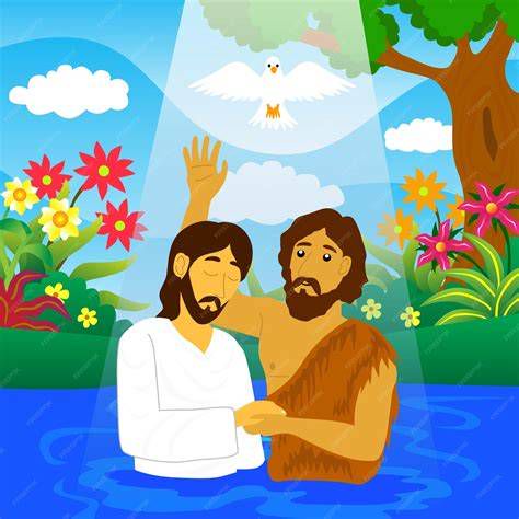 Jesús siendo bautizado en el Jordán
