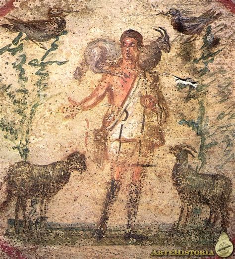 fresco del Buen Pastor en catacumbas
