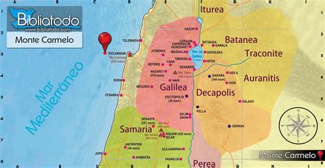 Mapa del Monte Carmelo con contexto bíblico y espiritual