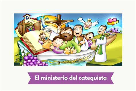 Ilustración del catequista guiando a diversas generaciones en la fe