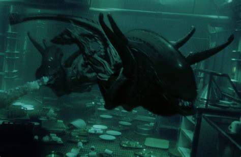 Underwater Xenomorph attack scene diagram