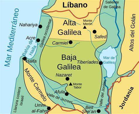 Mapa y excavaciones arqueológicas en Nazaret y Galilea