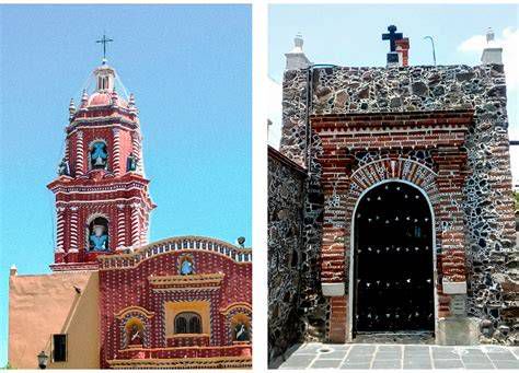 Fachadas y plaza de Santa María en La Puebla de Guadalupe