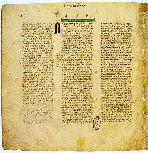 vista de una página del Codex Vaticanus con columnas y lineado