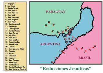 Mapa de las reducciones jesuíticas en América del Sur