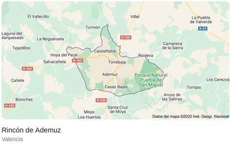 Mapa del Rincón de Ademuz con las parroquias atendidas