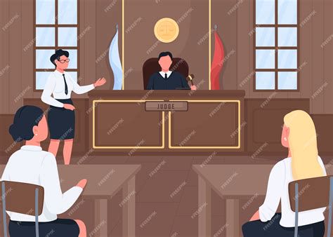 Ilustración de un juicio en la Rusia zarista con personajes en la corte
