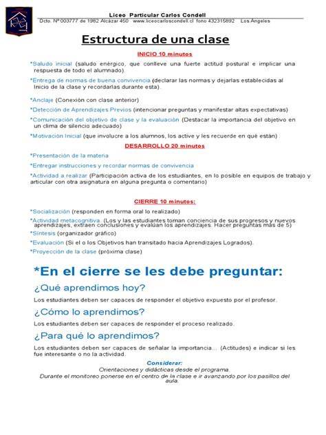 Esquema: estructura de una clase de Danza Española en conservatorio