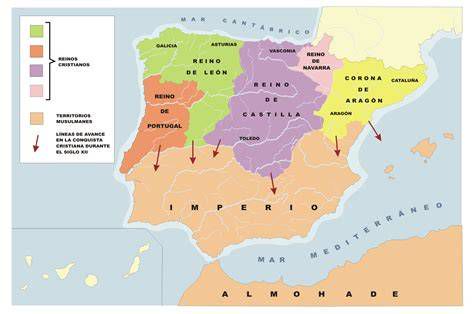 Mapa de Al-Andalus y los reinos cristianos peninsulares