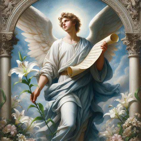 Arcángel San Gabriel con lirio (óleo de Francisco Bayeu)