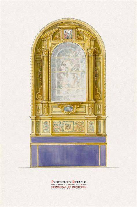Vista general del retablo esmaltado en su ubicación histórica (reconstrucción)