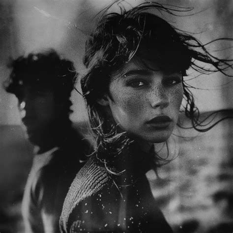 Retrato en blanco y negro, estilo humanista, cámara analógica y juego de luces