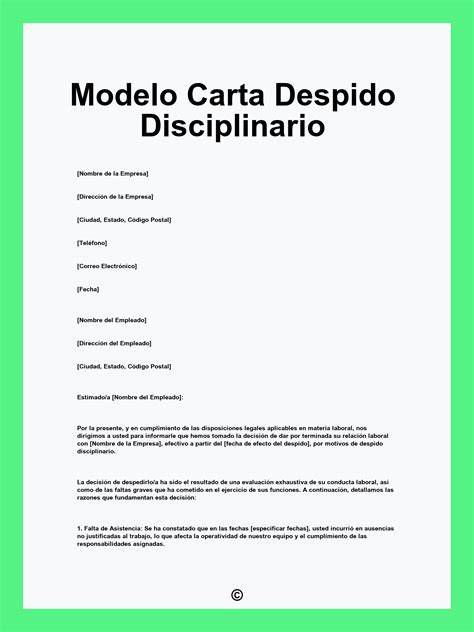 Esquema de los requisitos de la carta de despido disciplinario