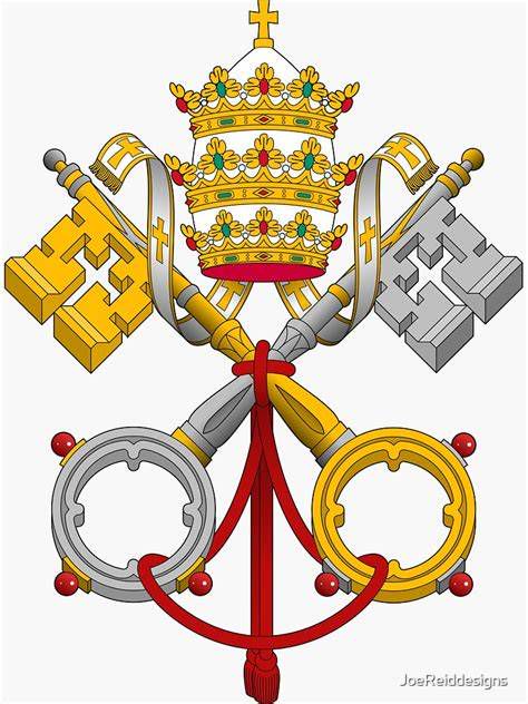 Detalle de llaves papales y mitra sobre escudo heráldico