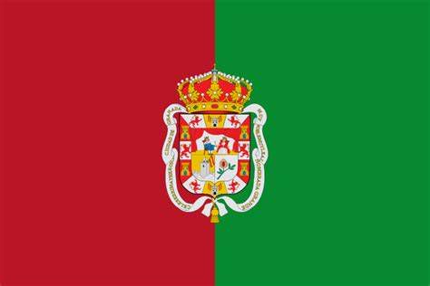 Bandera de Granada con escudo y bordado