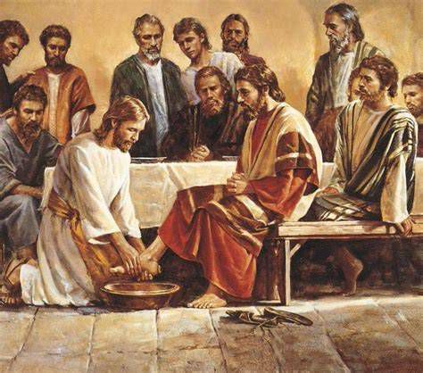 Representación del lavatorio de pies en la Misa del Jueves Santo