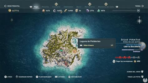 Mapa completo de Assassin's Creed Origins con ubicaciones submarinas y papiros