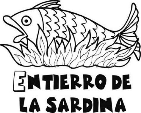 Dibujo para colorear del Entierro de la Sardina con personajes disfrazados