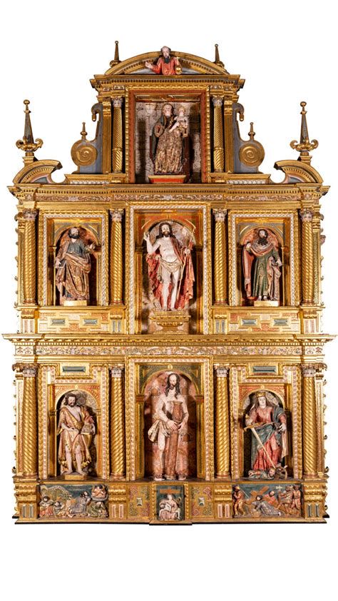 retablo barroco con Cristo yacente y apóstoles
