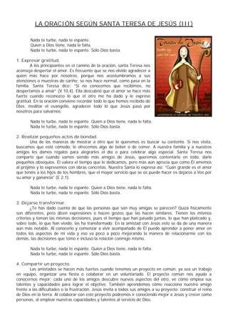 Imagen con postura para la oración según Santa Teresa