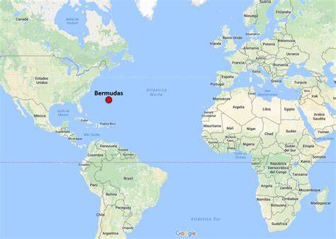 mapa del punto medio entre Bermudas y Guadalupe / mapa de ruta aérea