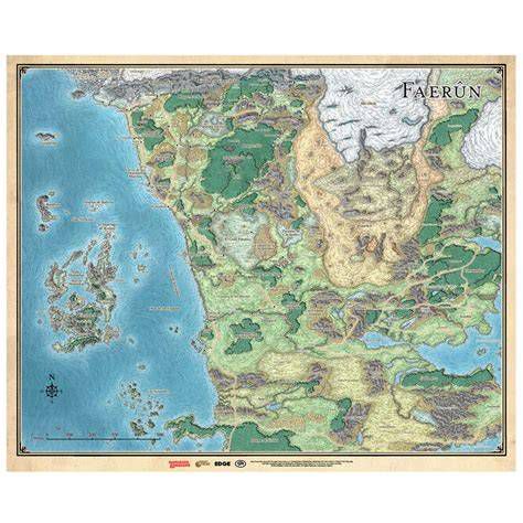 Mapa de Faerûn con ubicaciones clave: Menzoberranzan, Mithril Hall, Gauntlgrym, Aguas Profundas