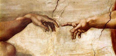 Detalle de La creación de Adán: manos de Dios y Adán
