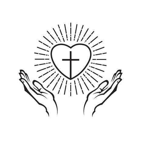 escudo de Cáritas: corazón, cruz y manos (infografía)