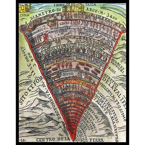 Ilustración del Inferno de Dante combinado con escenas de Florencia y Venecia