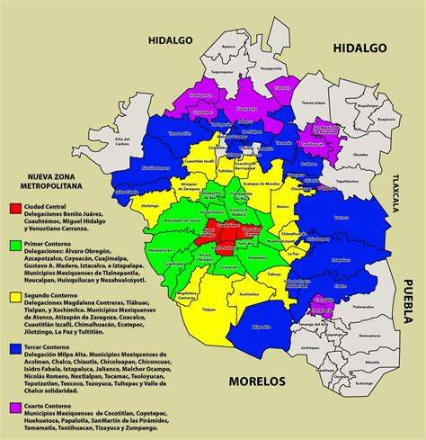 Mapa Zona Metropolitana Ciudad de México: lugares de aplicación