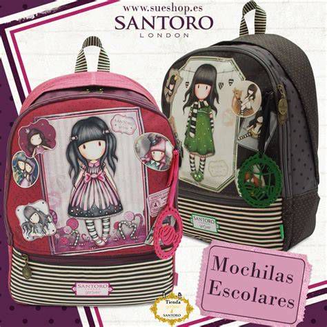 Estantería con productos Gorjuss: mochilas, cuadernos y neceseres