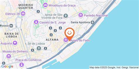 Mapa de localização da Catedral de Lisboa - bairro de Alfama e melhores acessos