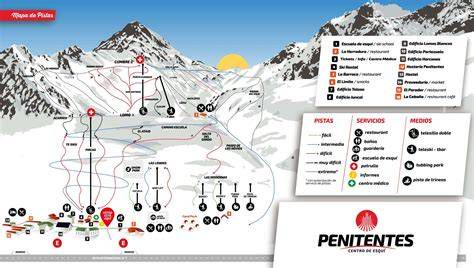 Mapa de pistas y áreas de Los Penitentes