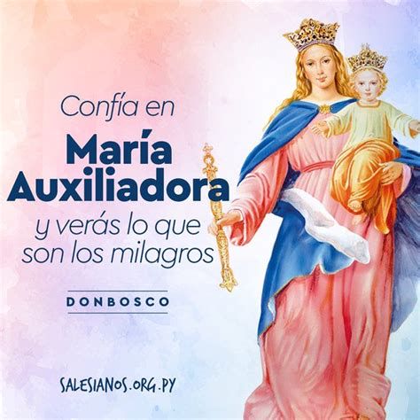 Imagen de María Auxiliadora con palabras de la oración