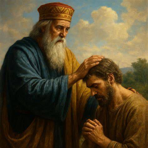 Representación artística de Melquisedec bendiciendo a Abraham