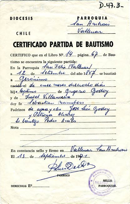 Infografía del proceso para solicitar partida de bautismo