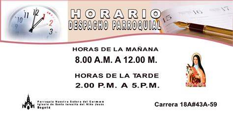 Horario despacho parroquial y atención a fieles