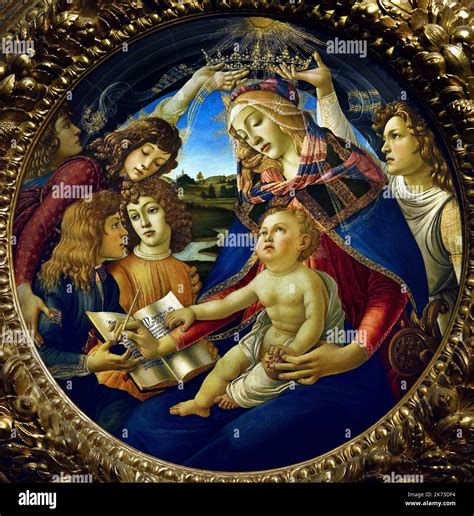 Madonna del Magnificat Botticelli dettaglio Madonna col Bambino e angeli