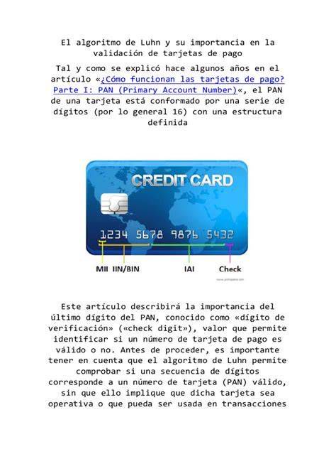 Esquema del algoritmo Luhn para validación de números de tarjeta